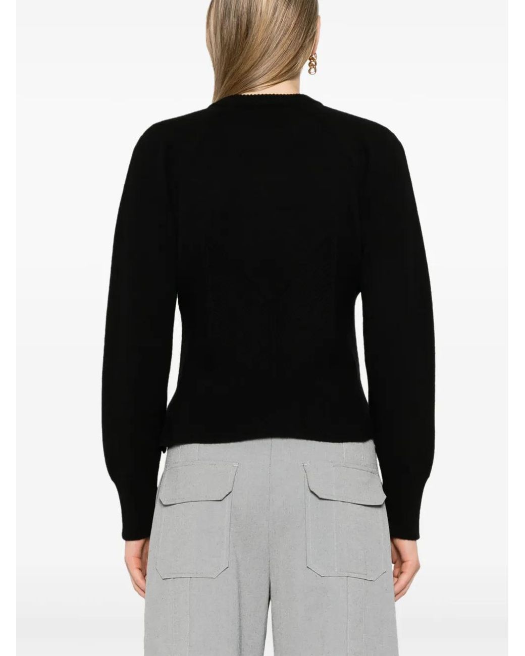 McQueen Black Corset-Style Ribbed Jumper