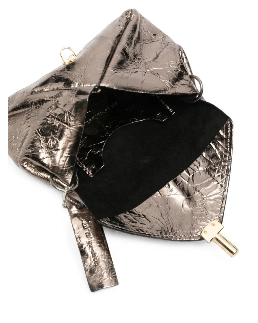 UN TÈ DA MATTI Gray Ghiro Crinkled-Finish Clutch Bag