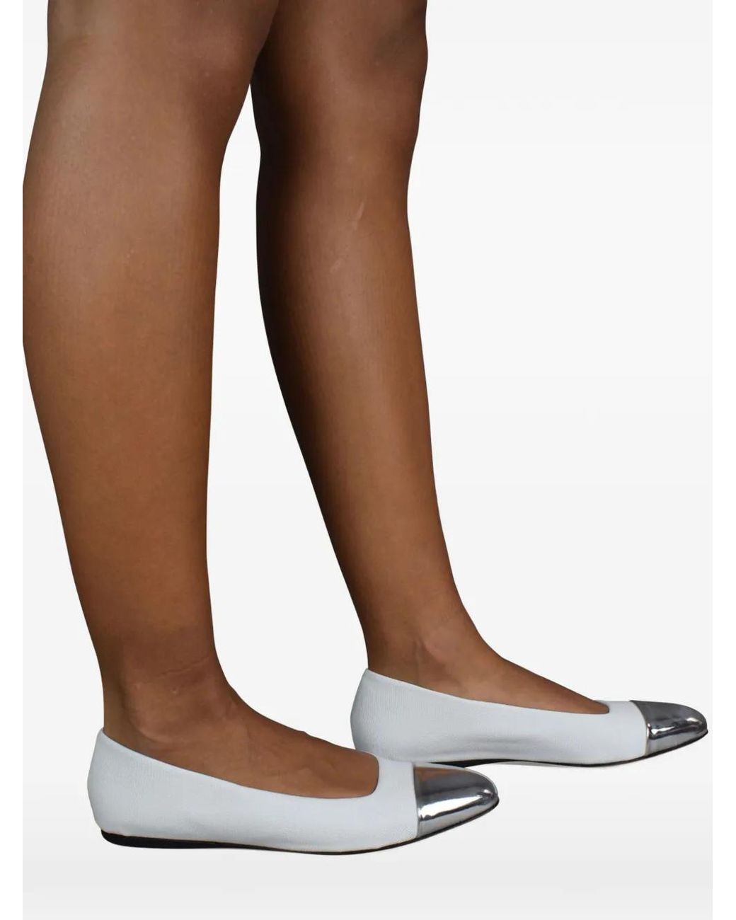 Jimmy Choo White Watson Cap-Toe Ballet Flats