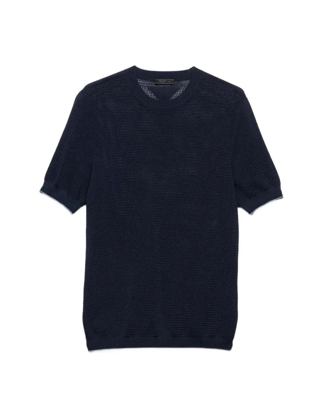 Prada Blue Silk And Cotton Crew-Neck Sweater for men