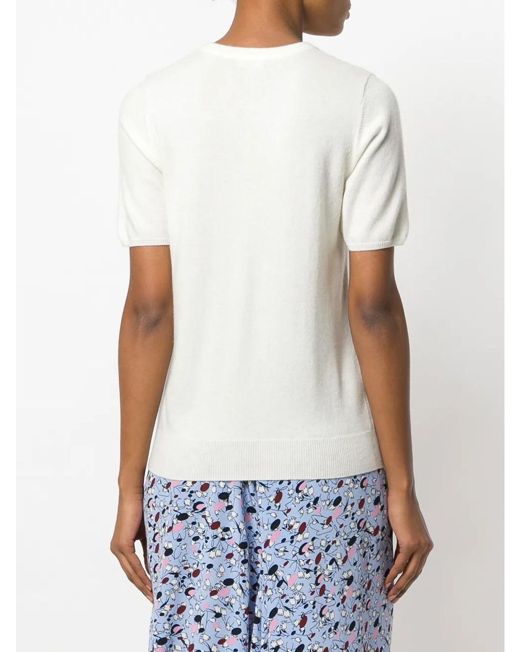 T-Shirt En Cachemire À Manches Courtes N.Peal Cashmere en coloris White