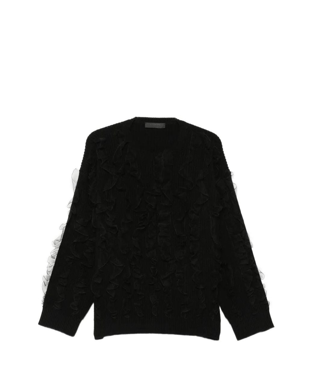 Valentino Garavani Black Embroidered Wool Sweater