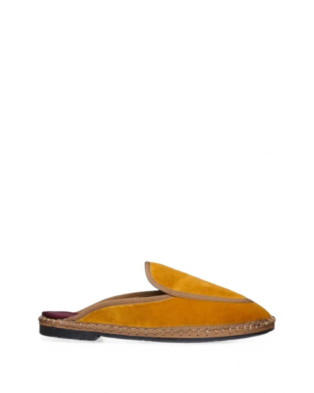 Flabelus Orange Bruna Velvet Flat Mules