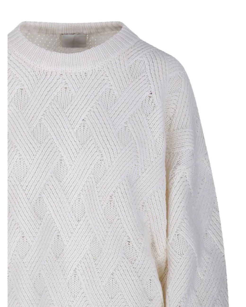Allude White Pullover Mit Rautenmuster