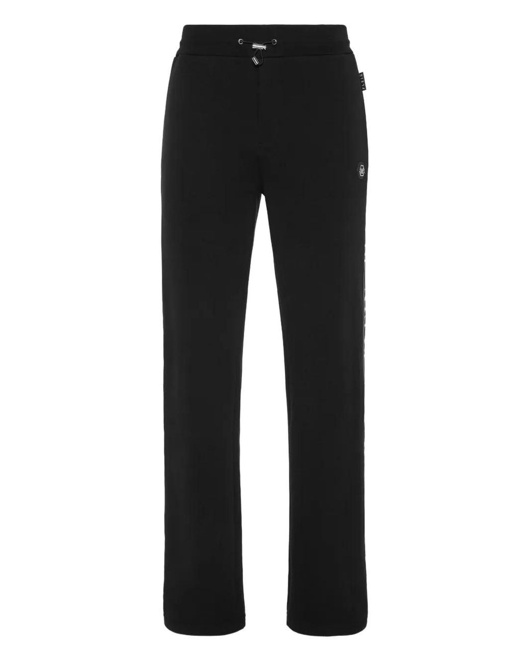 Philipp Plein Black Fleece Tracksuit Pants Plein Tape for men