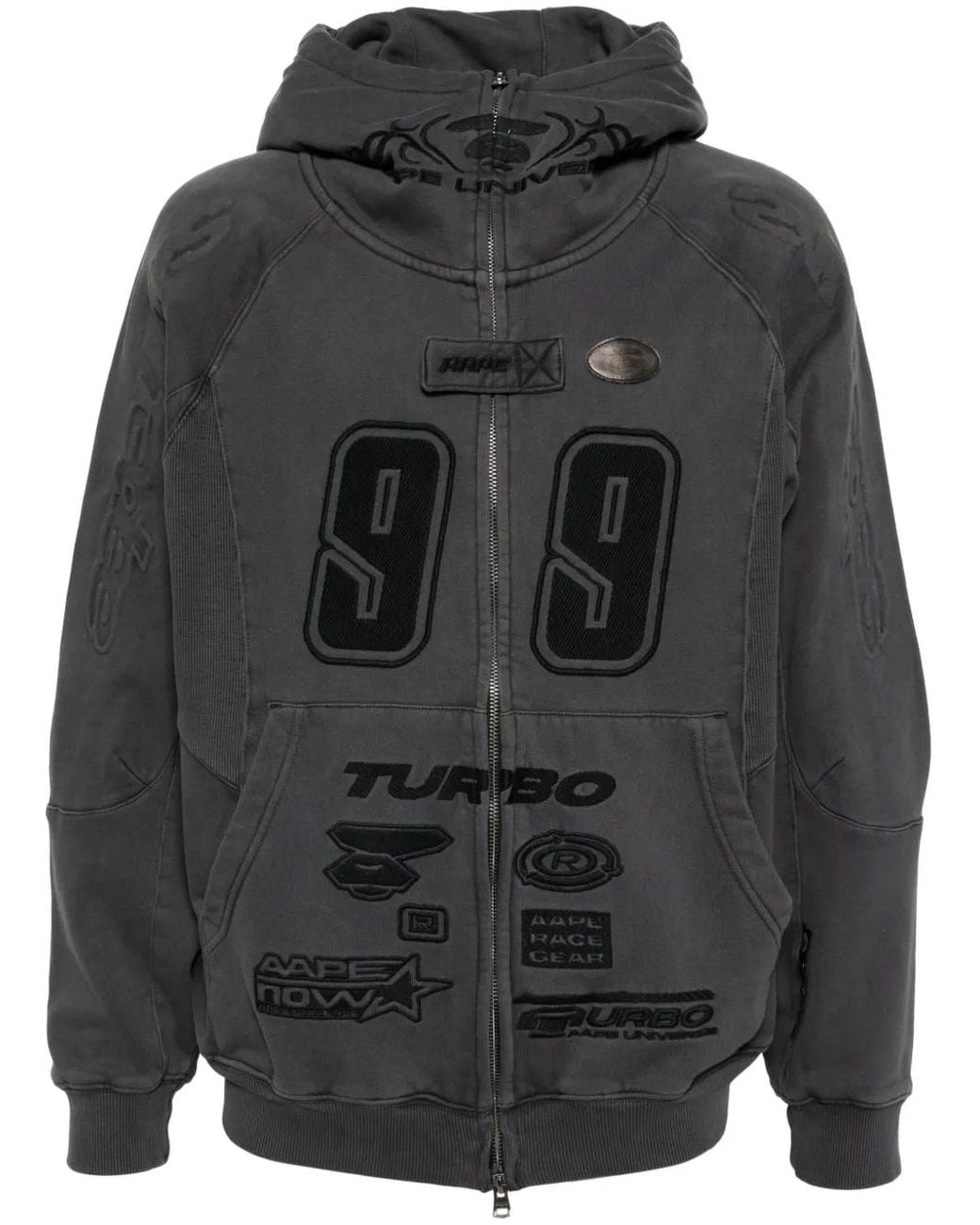 Aape By A Bathing Ape Black Motifs-Embroidered Hoodie for men