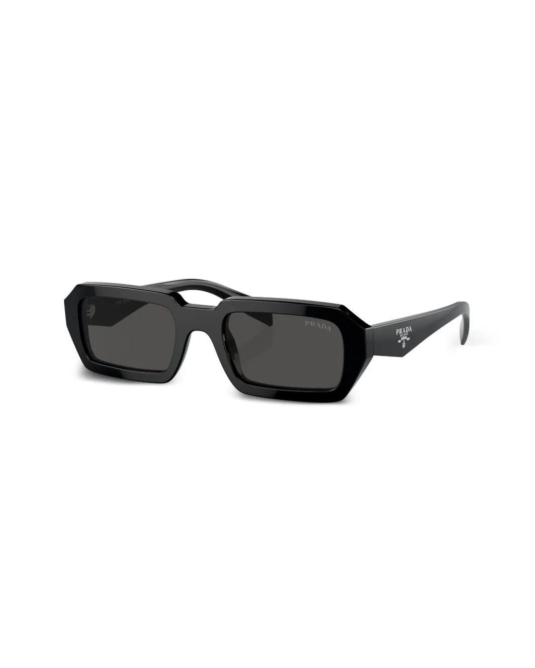 Prada Black Logo-Lettering Rectangular Sunglasses