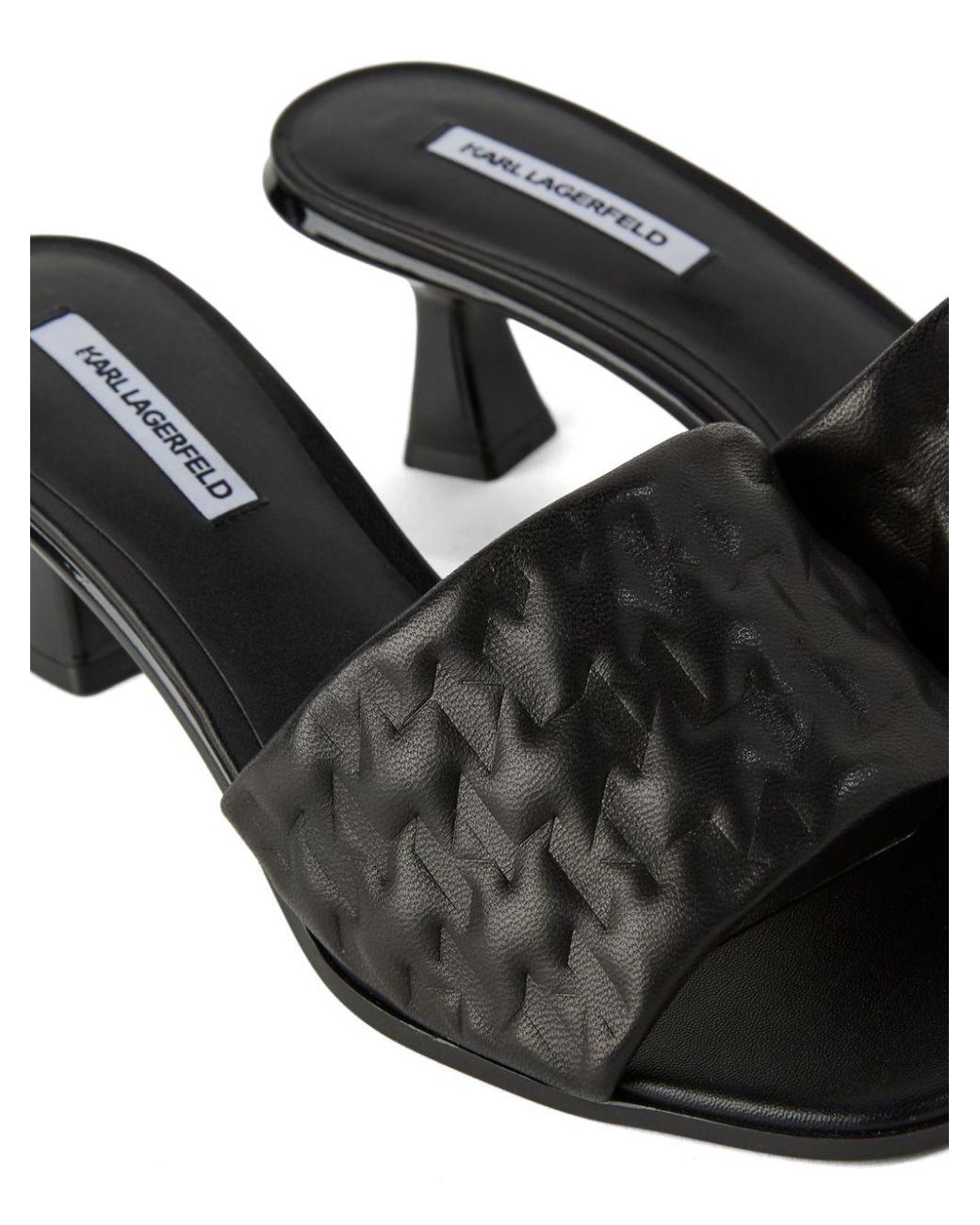 Karl Lagerfeld Panache Ii Monogram Leather Mules in Black Lyst UK