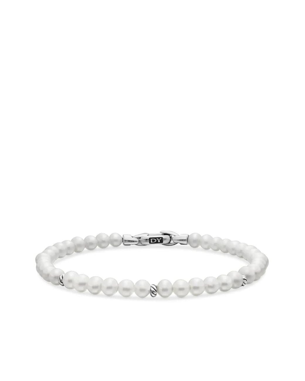 David Yurman White Sterling Bijoux Spiritual Beads Pearl Bracelet (4Mm)