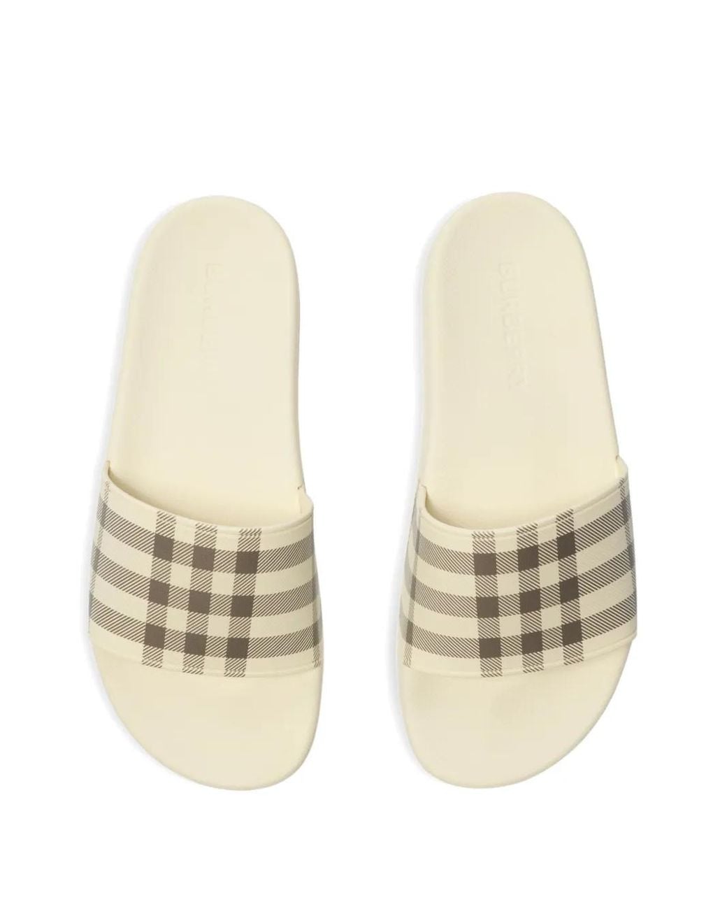 Burberry White Karierte Pantoletten