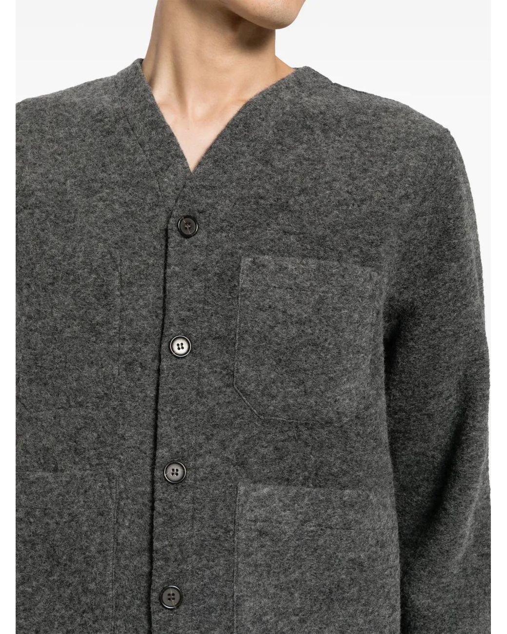 Universal Works Gray Fleece Cardigan for men