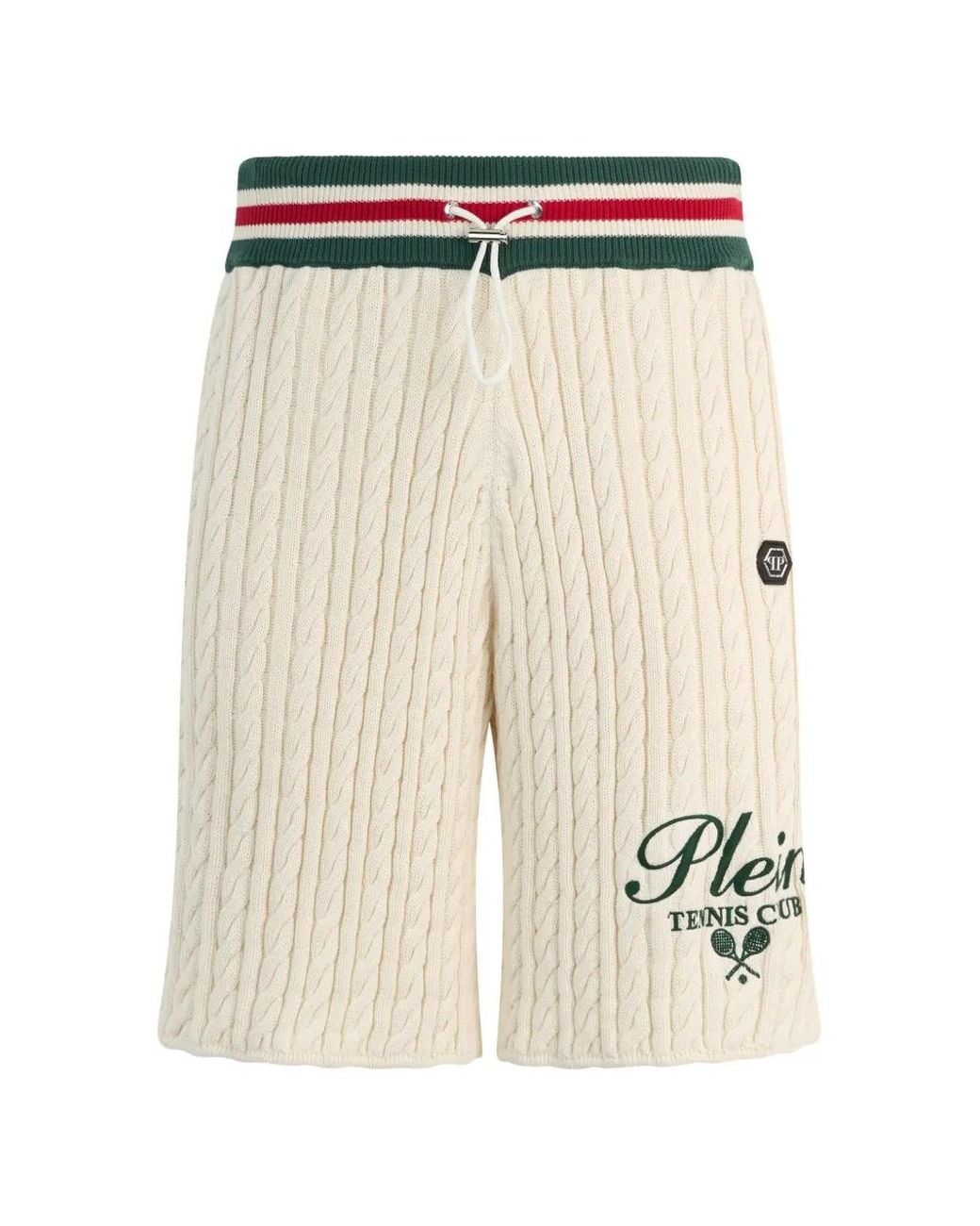 Philipp Plein White Knitted Drawstring Shorts Plein Tennis for men