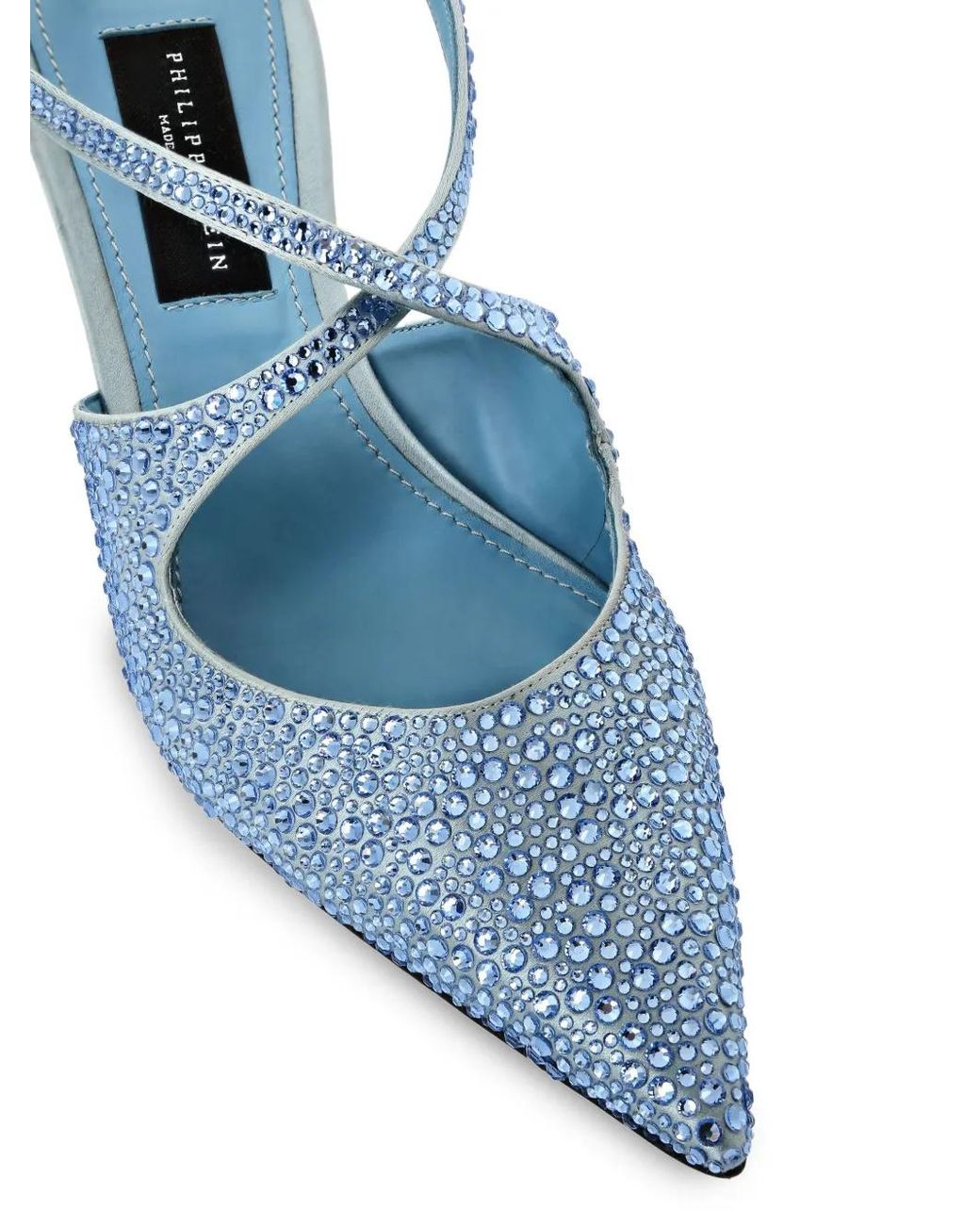 Philipp Plein Blue 55Mm Slingback Strass Pumps