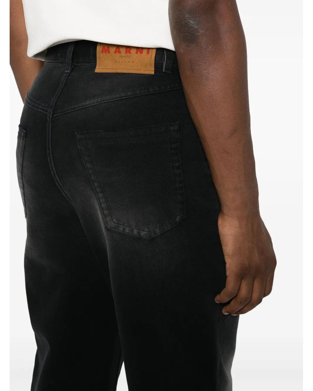 Marni Black Whiskering-effect Straight-leg Jeans for men