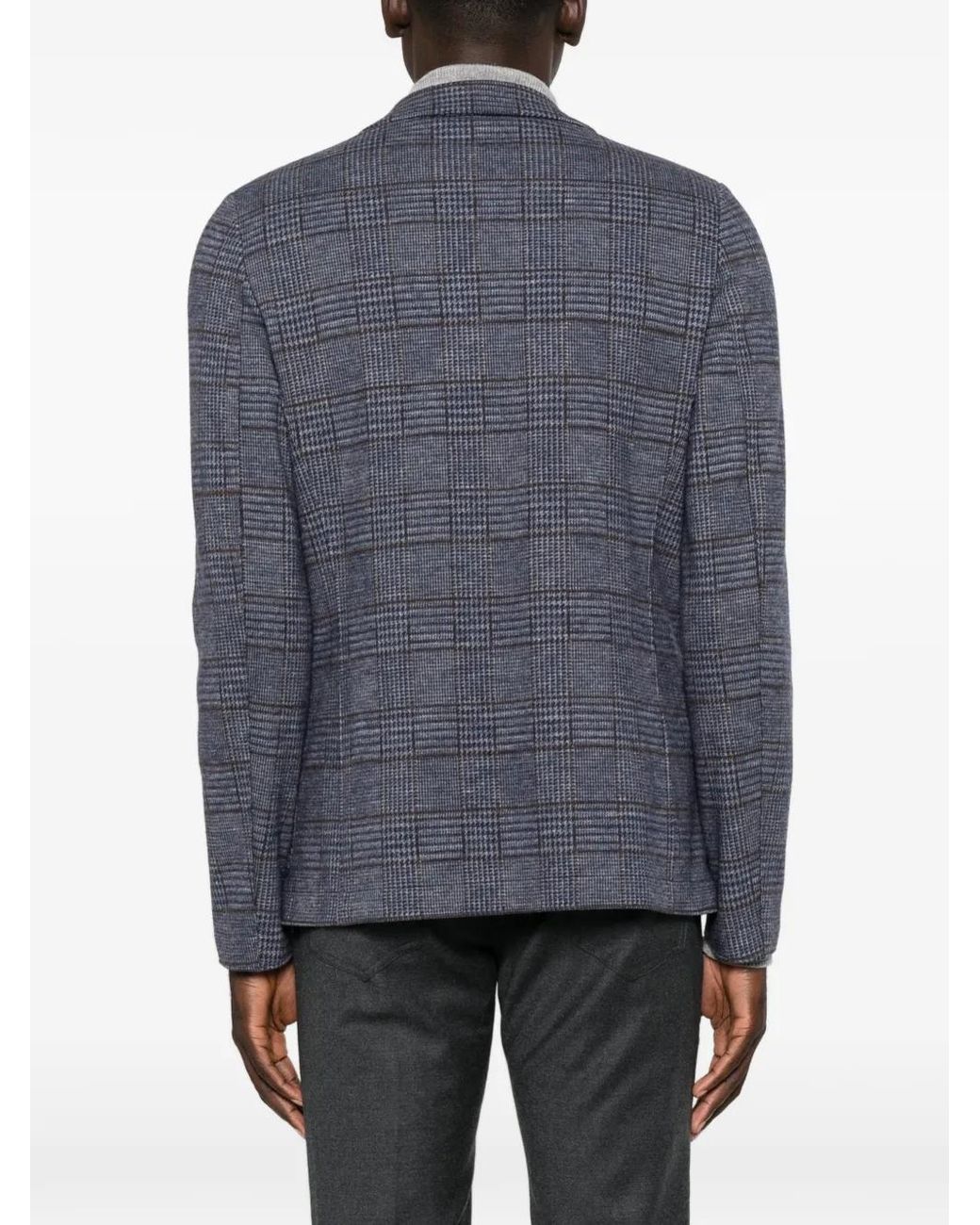 Harris Wharf London Gray Check-Pattern Virgin Wool Jacket for men
