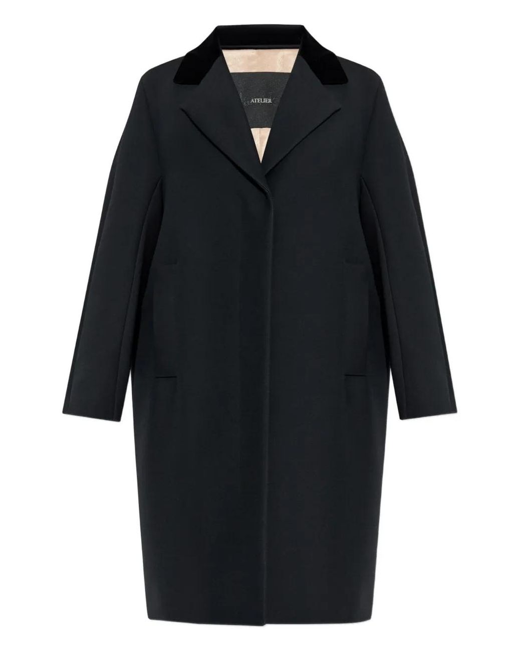 Max Mara Blue Mammola Velvet-Collar Coat