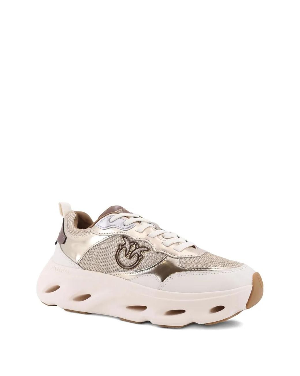 Pinko Multicolor Leather Sneakers With Nylon Inserts
