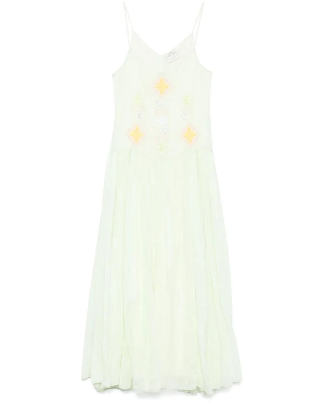 Forte_forte White Geometric-Embroidery Maxi Dress