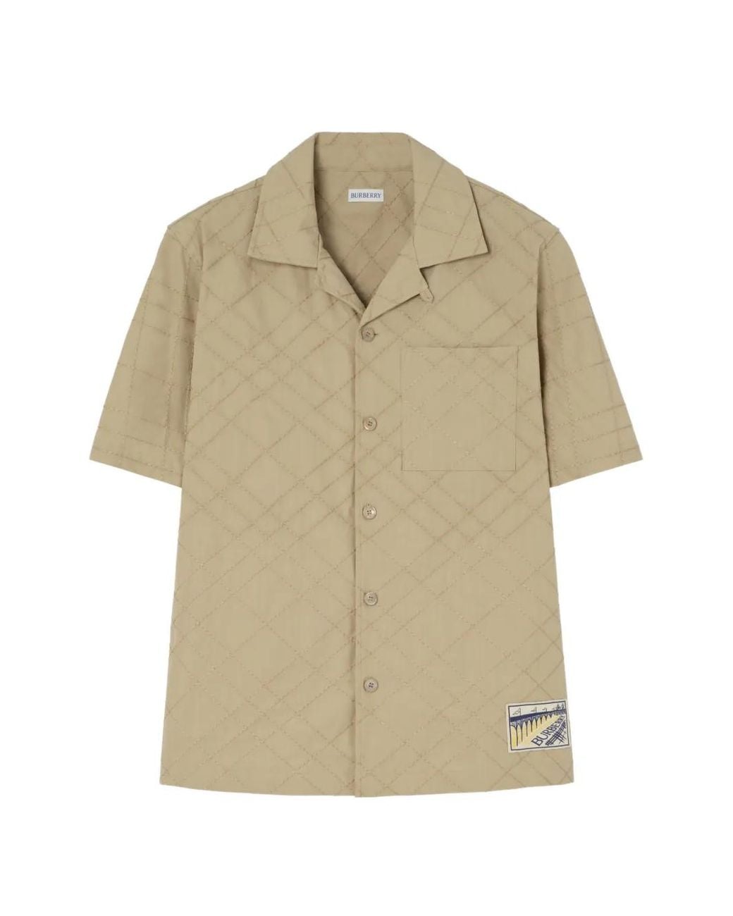 Burberry Natural Chemise Ample En Coton À Broderies Check for men