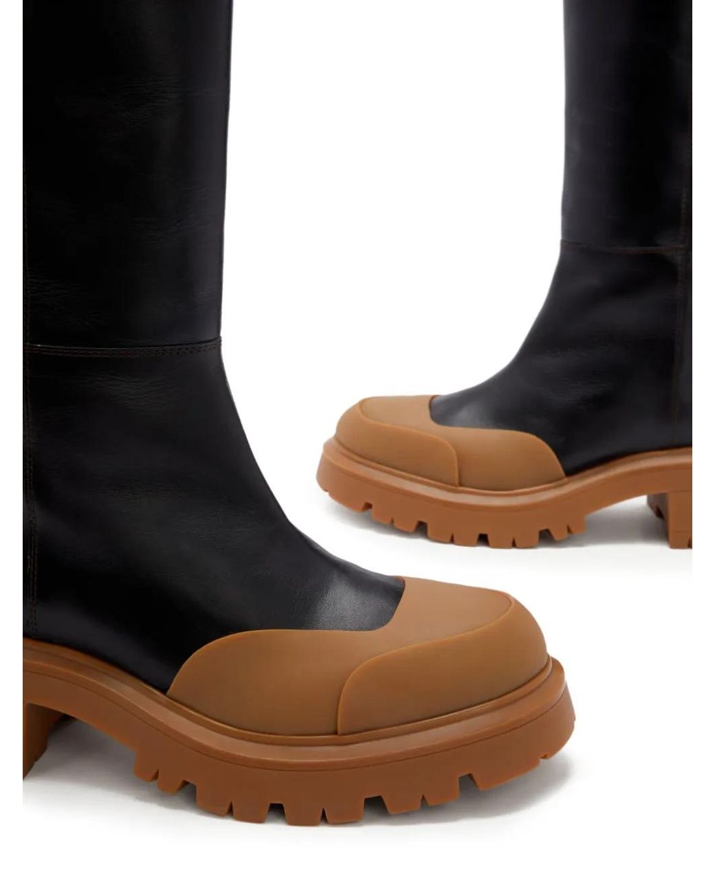 Odissi Black Emilie Buckled Leather Knee-High Boots