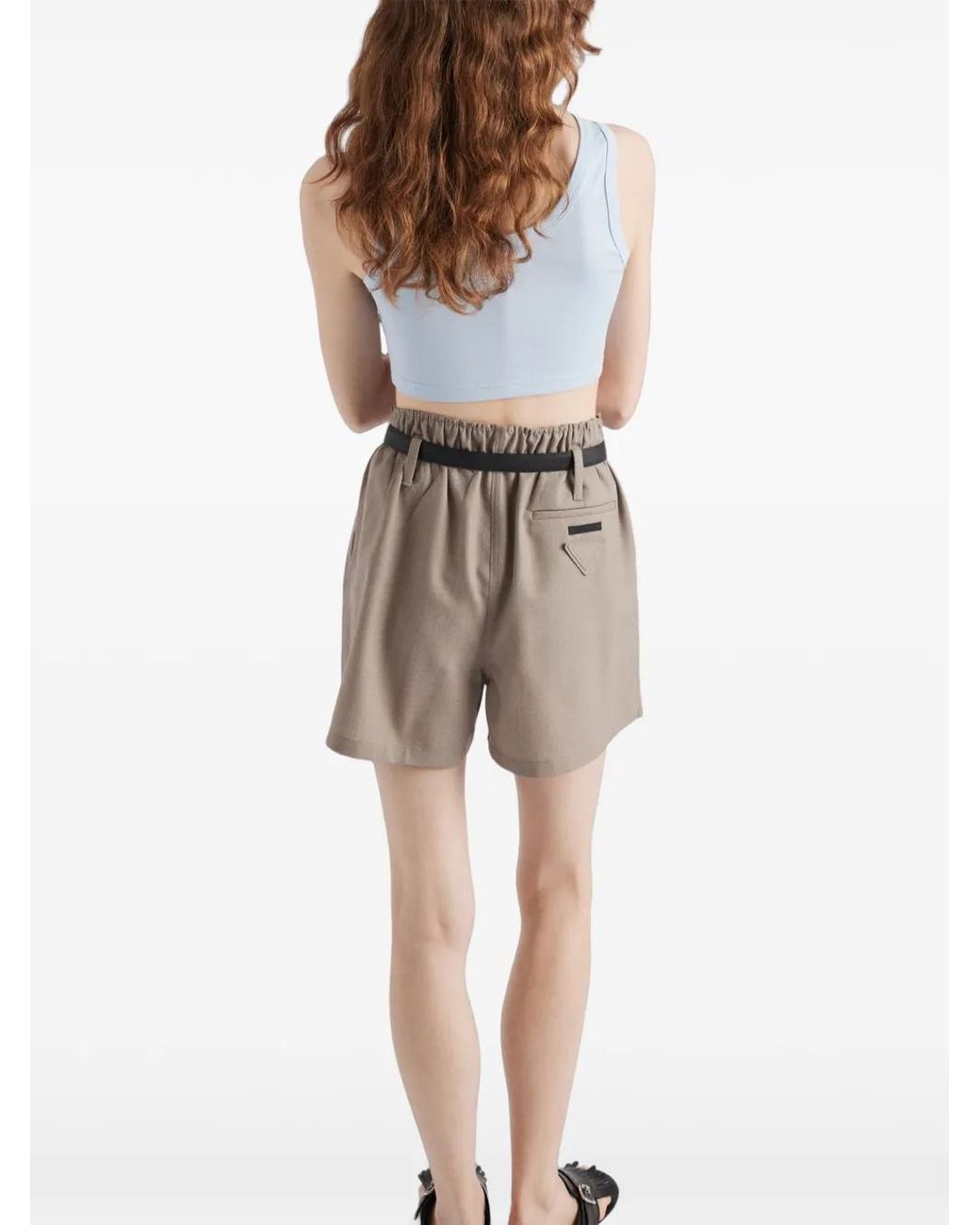 Prada Ribgebreide Cropped Top in het Blue