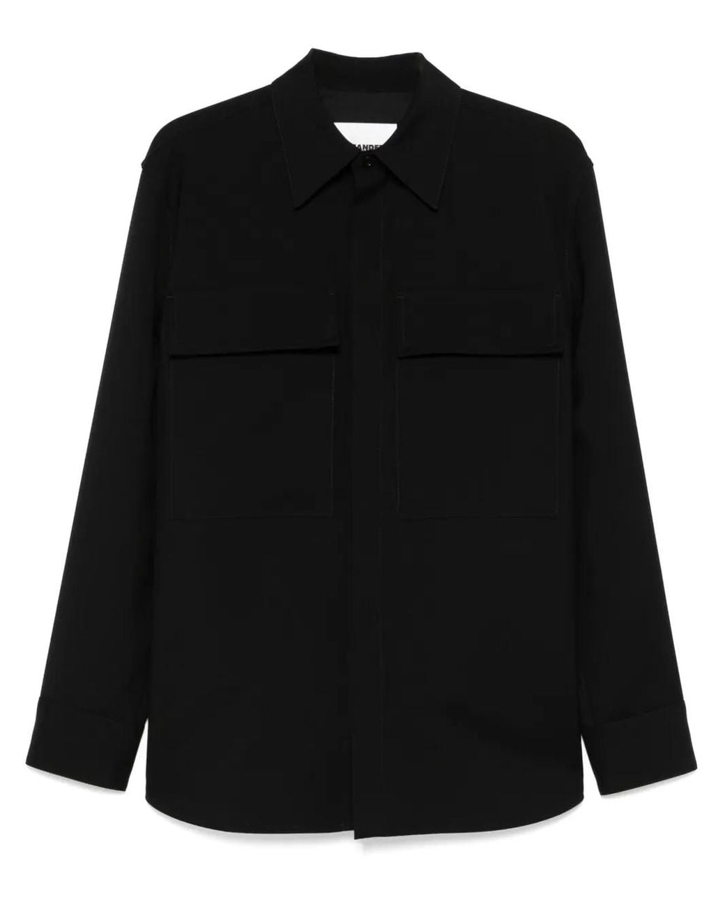 Jil Sander Wollen Shirtjack in het Black voor heren