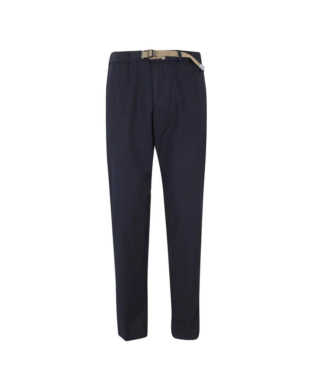 White Sand Blue Belted Elasticated-Waistband Trousers for men