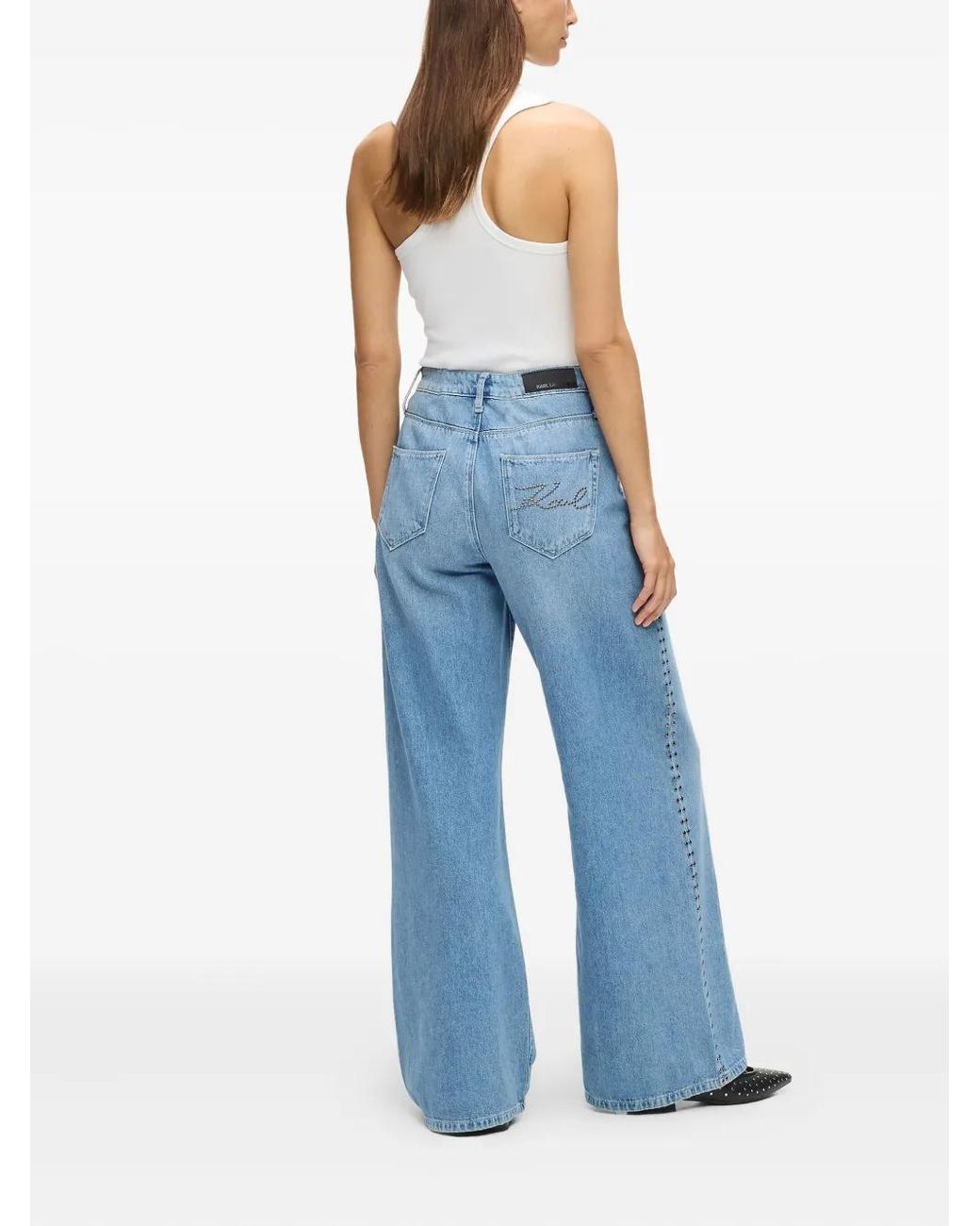Karl Lagerfeld Blue Studded-Signature Jeans