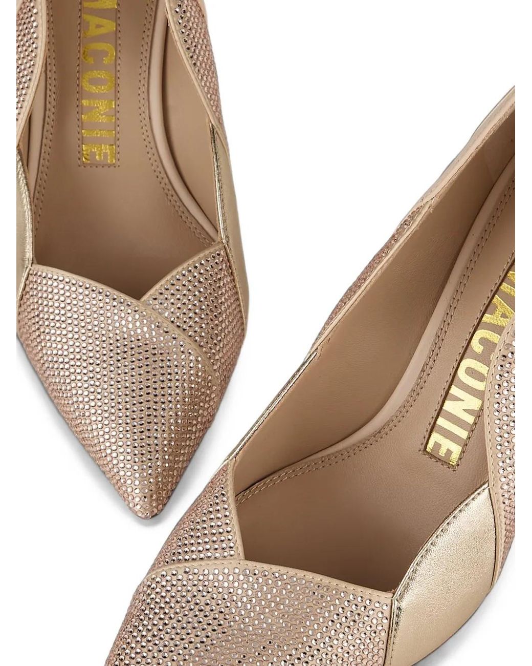 Kat Maconie Natural Divina Crystal-Embellished Pointed-Toe Pumps