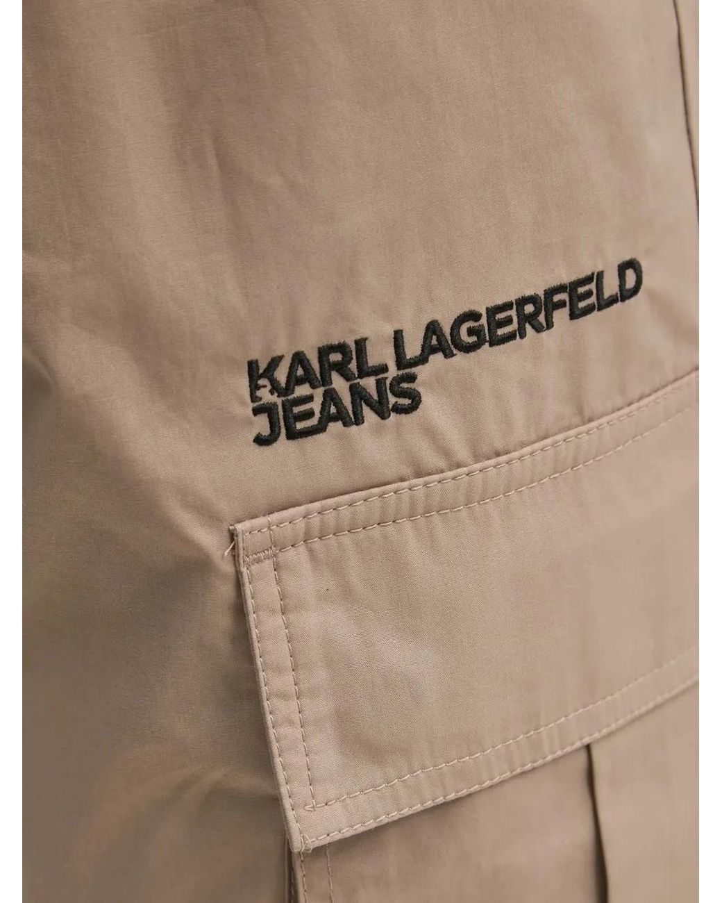 Karl Lagerfeld Natural Cargo-Pocket Cotton Trousers