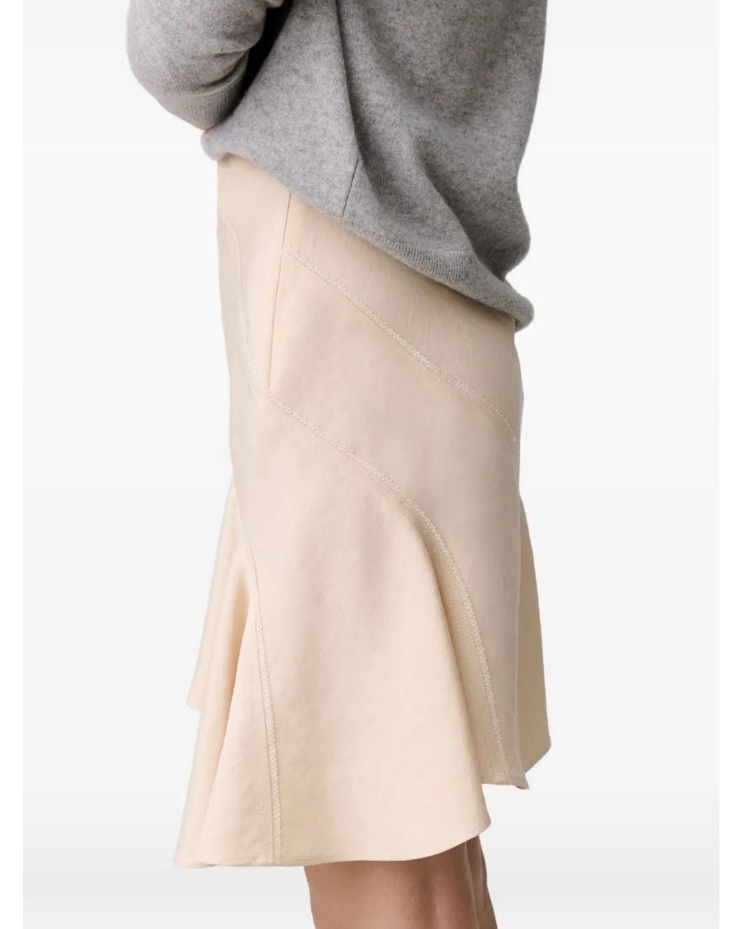 Jupe Évasée À Détails En Dentelle Claudie Pierlot en coloris Natural