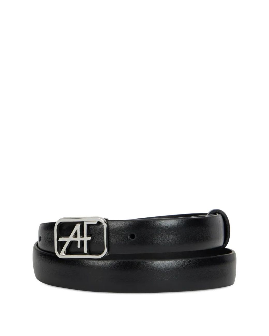 Alberta Ferretti Black Logo-Buckle Leather Belt