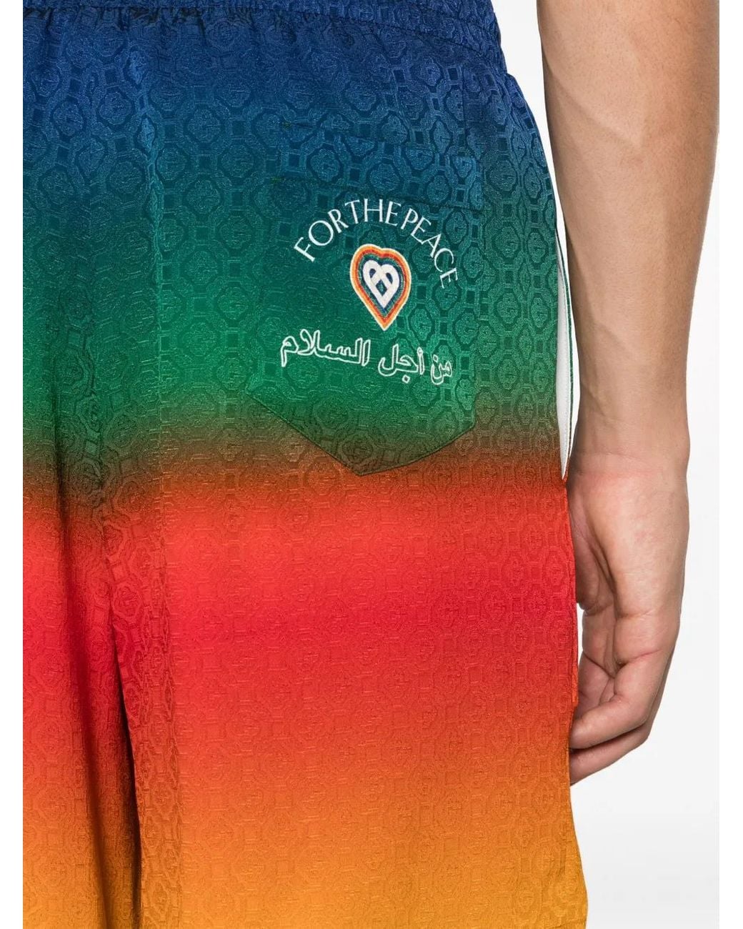 Casablanca Blue Peace Gradient Silk Shorts for men