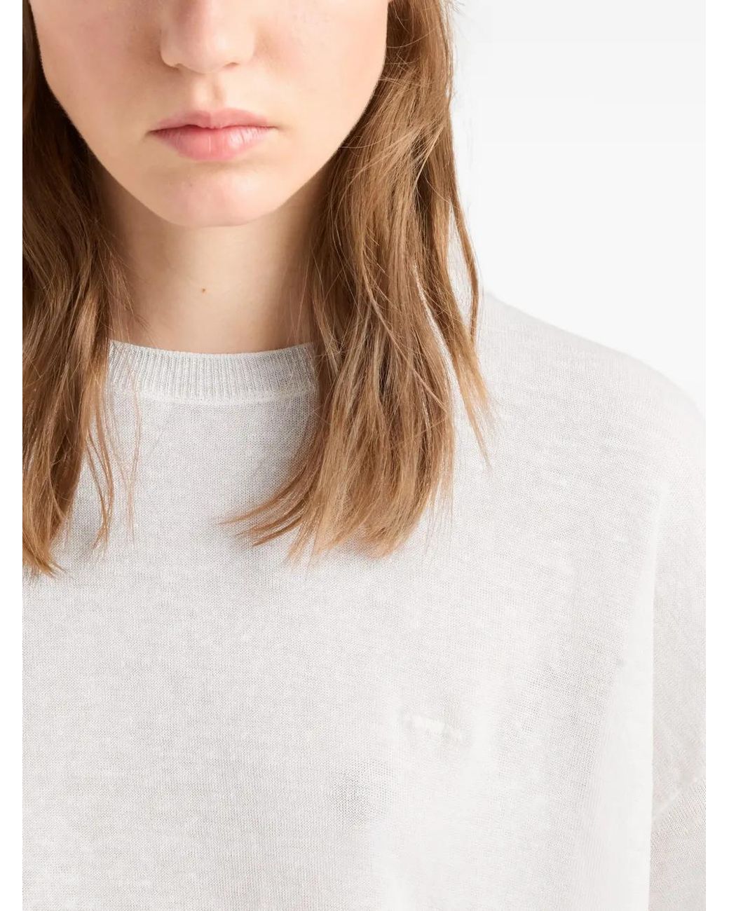 Prada White Short-Sleeved Linen T-Shirt