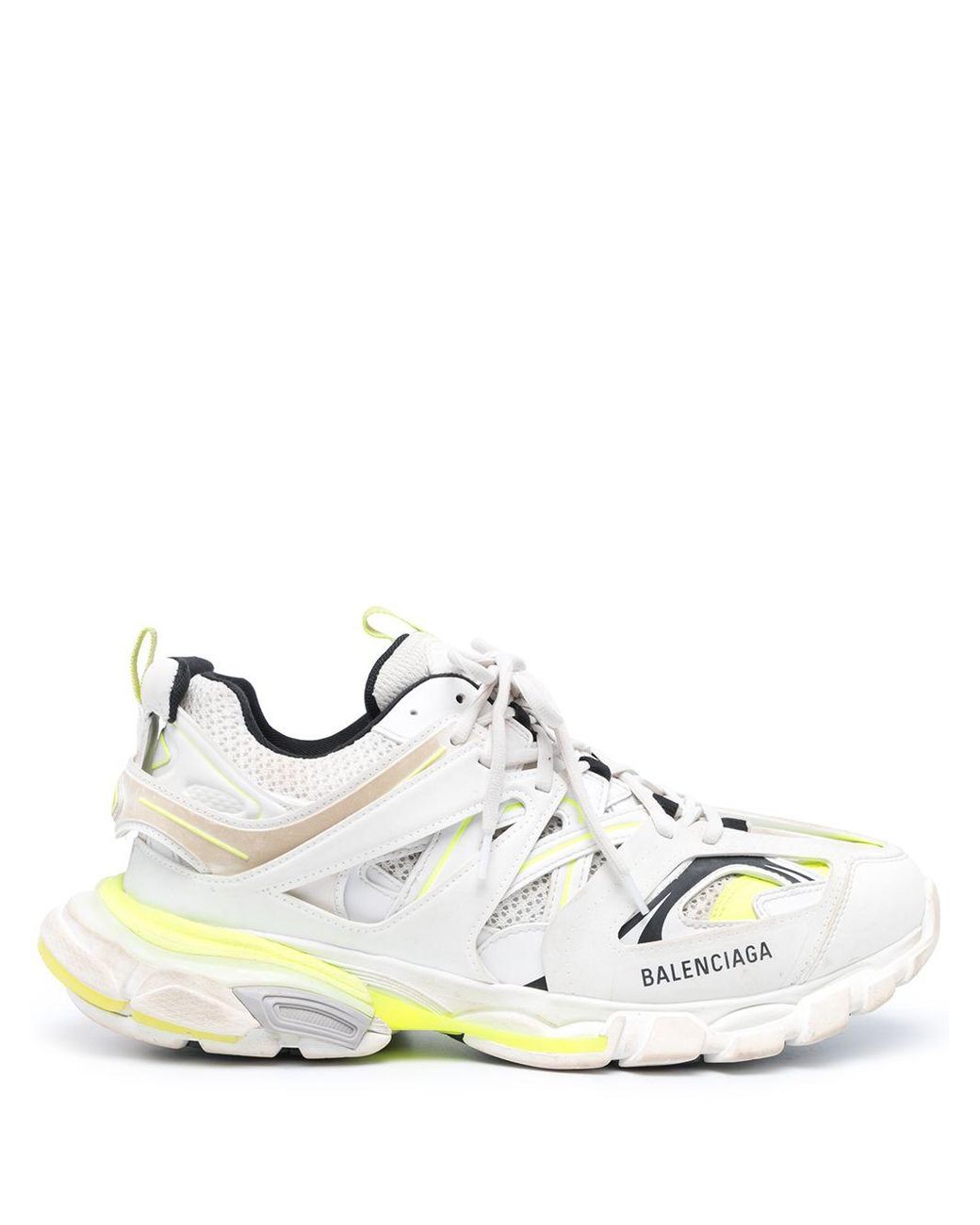 Balenciaga Track Sneaker Worn Out In White And Neon Yellow for Men | Lyst