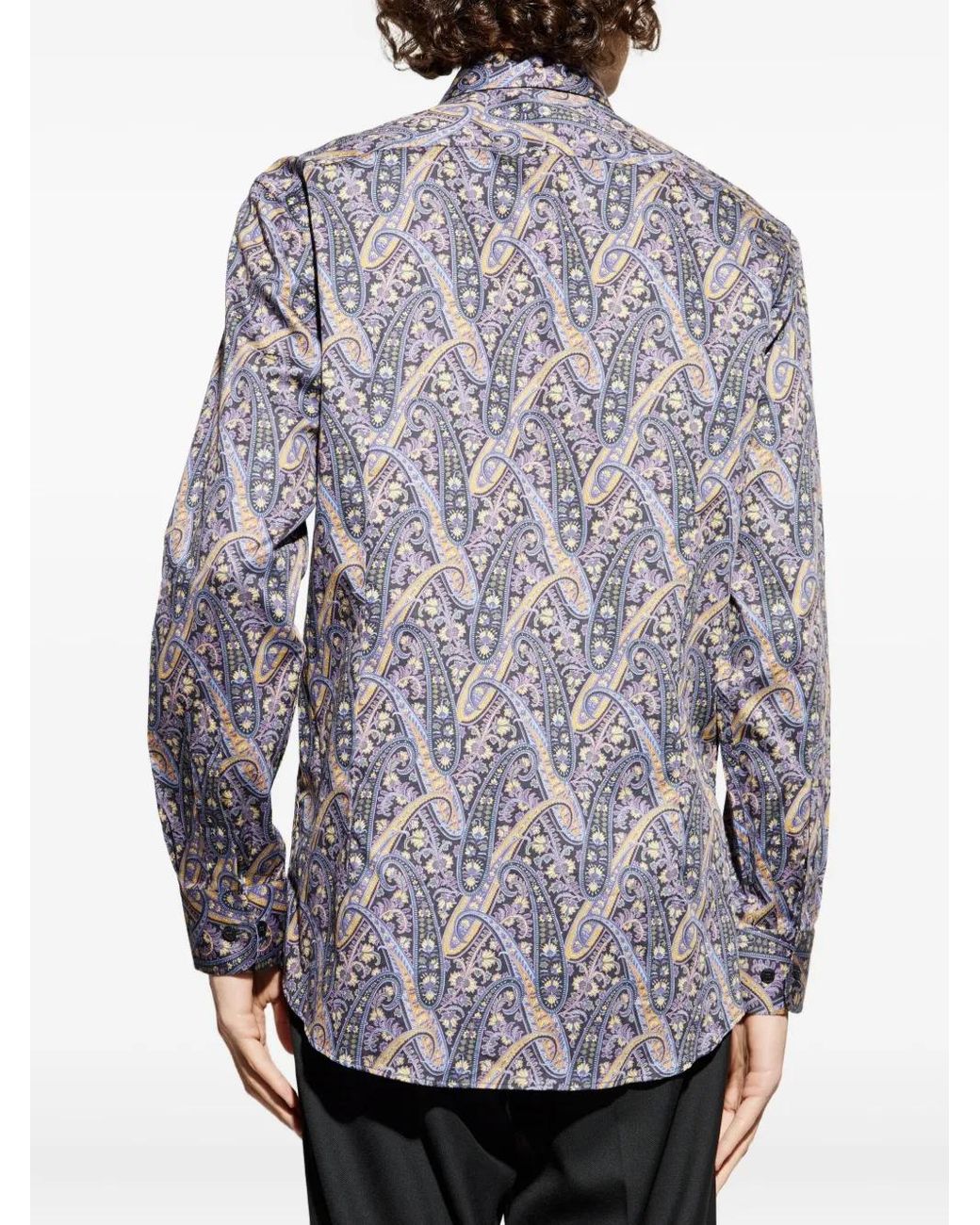 Etro Purple Paisley-Print Cotton Shirt for men