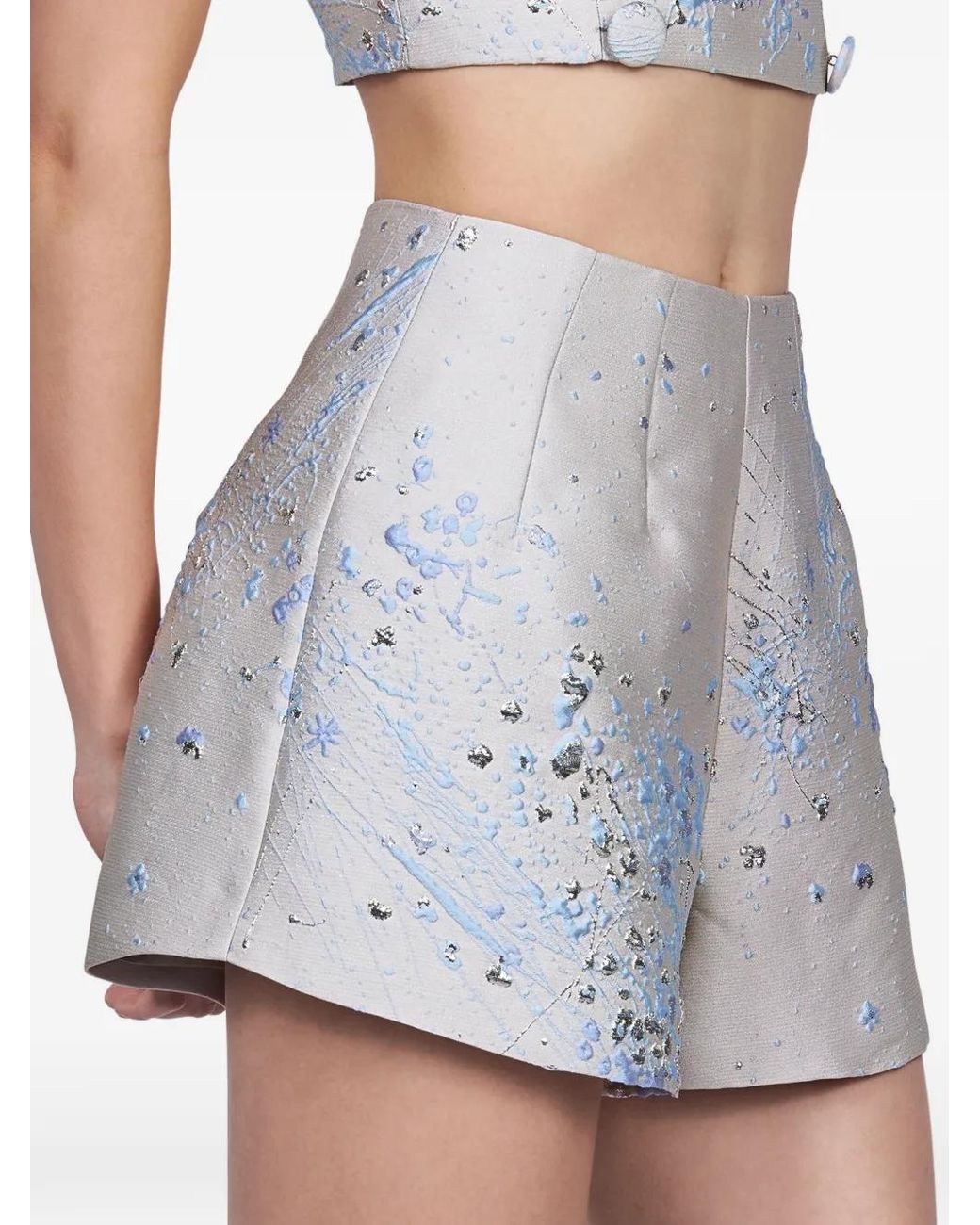 Mia Peculiar White Brocade Short Shorts