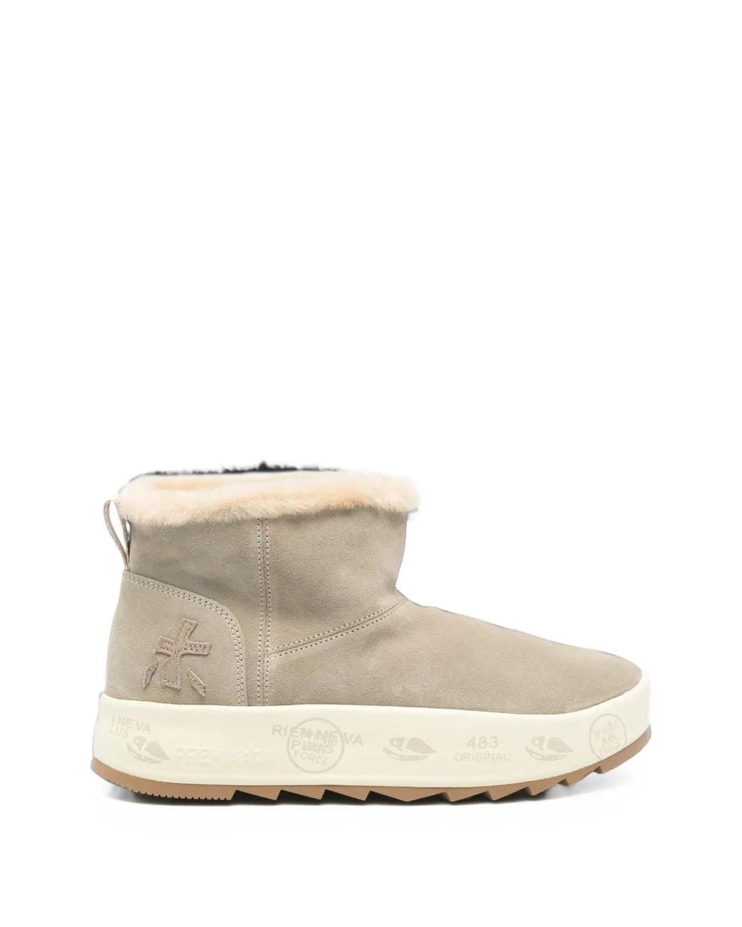 Premiata White Shearling-Trim Suede Ankle Boots