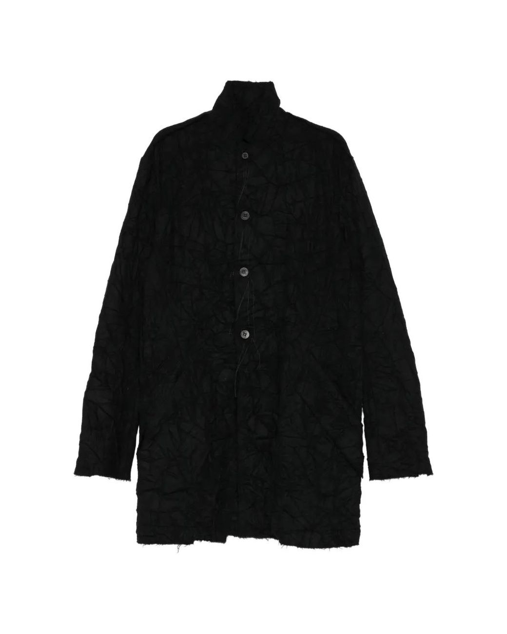 D HYGEN Black Crinkled-Effect Coat for men