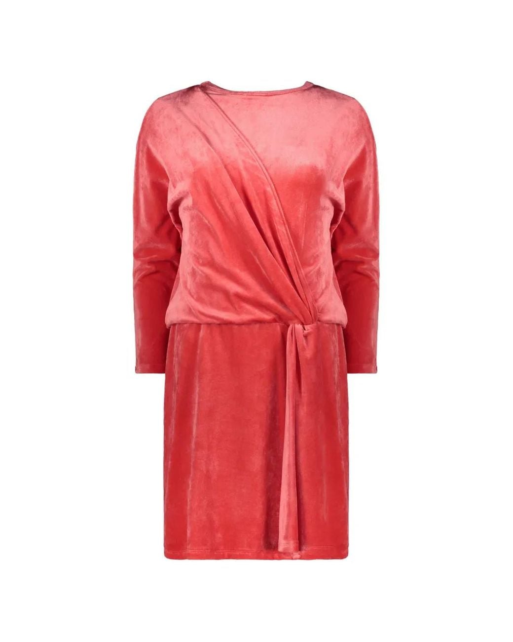 Alberta Ferretti Red Draped Velvet Mini Dress
