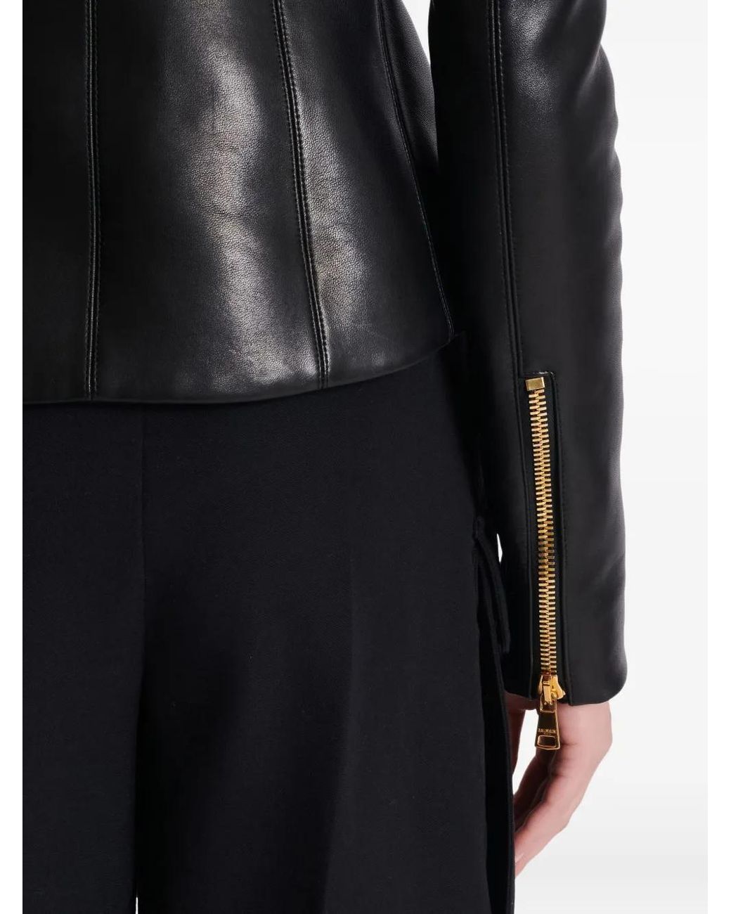 Balmain Black Zipped Lambskin Basque Jacket