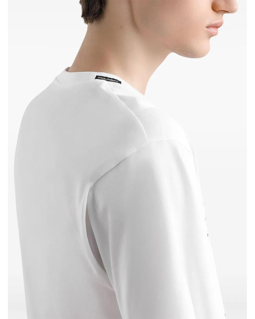 Dolce & Gabbana White Wool Crew Neck Sweater for men