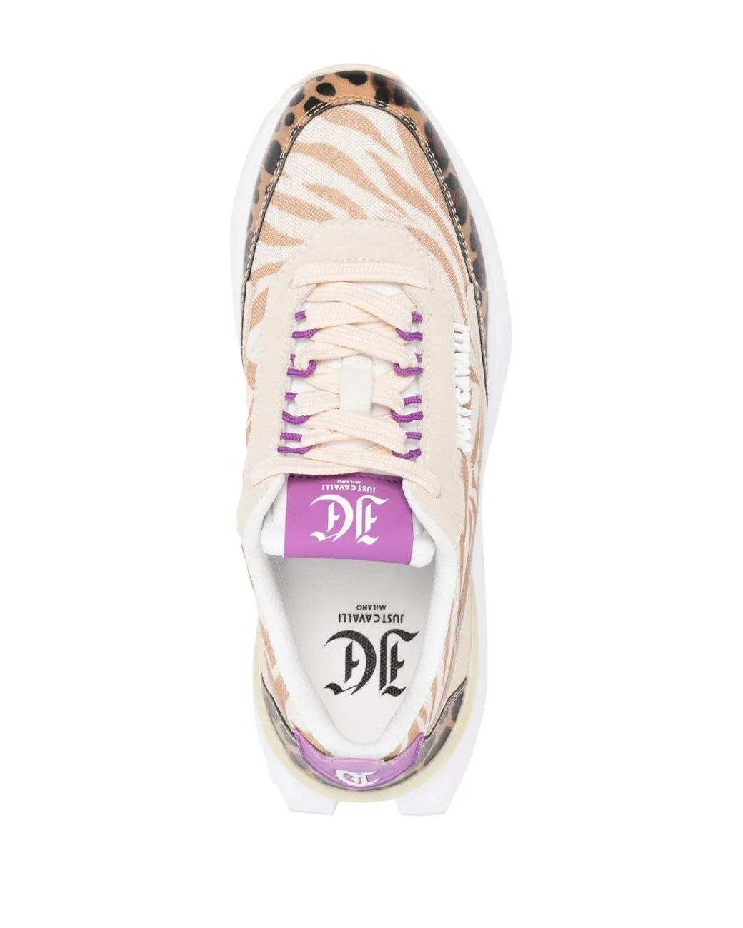 Just Cavalli Pink Logo-Patch Low-Top Sneakers