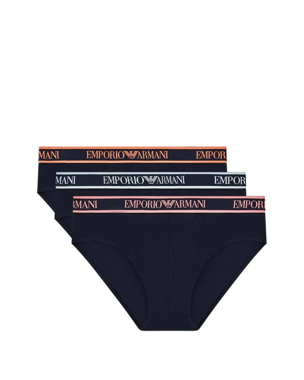 Emporio Armani Blue Lot De Trois Slips À Logo for men