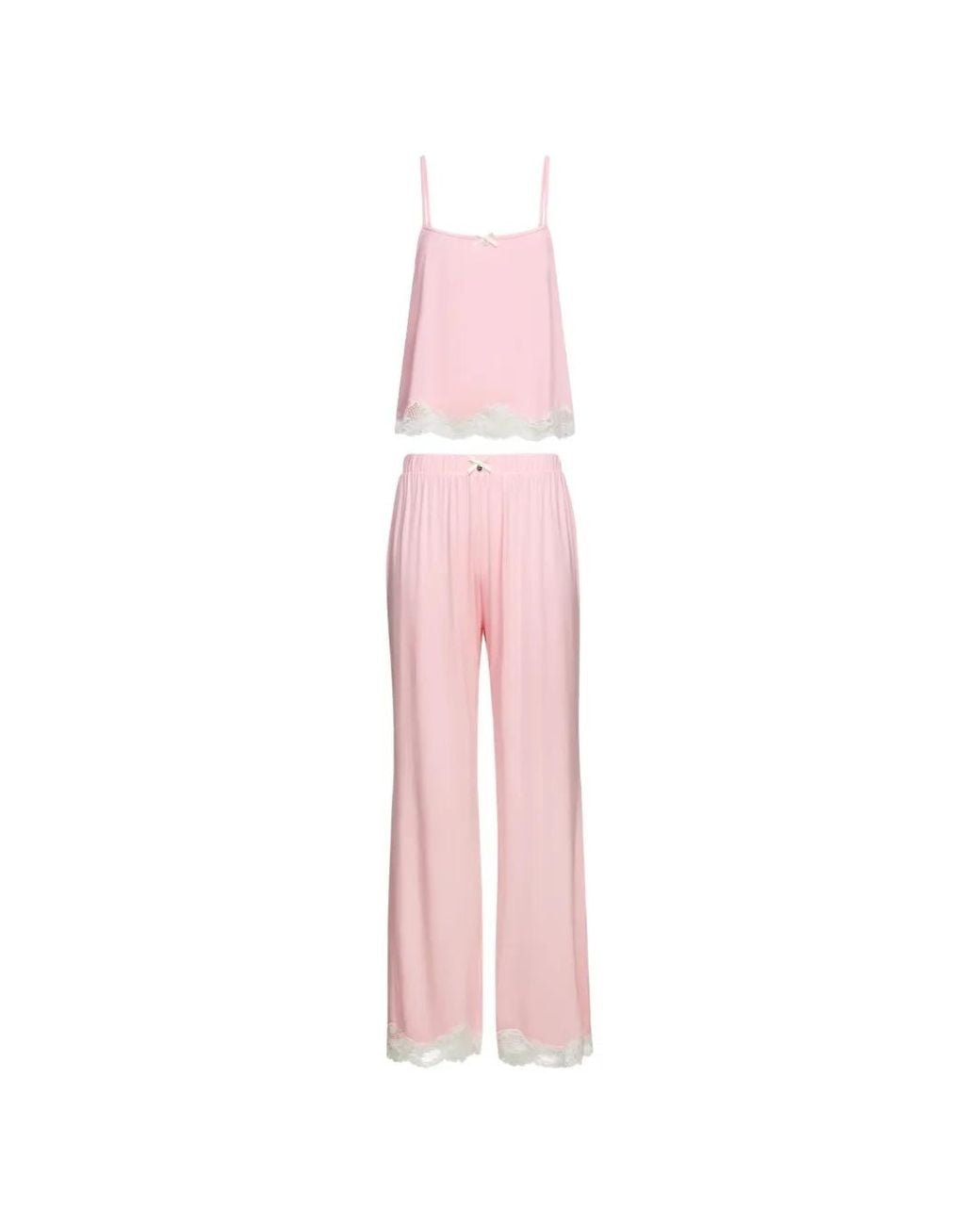 Karl Lagerfeld Pink Lace-Trim Pajamas Set