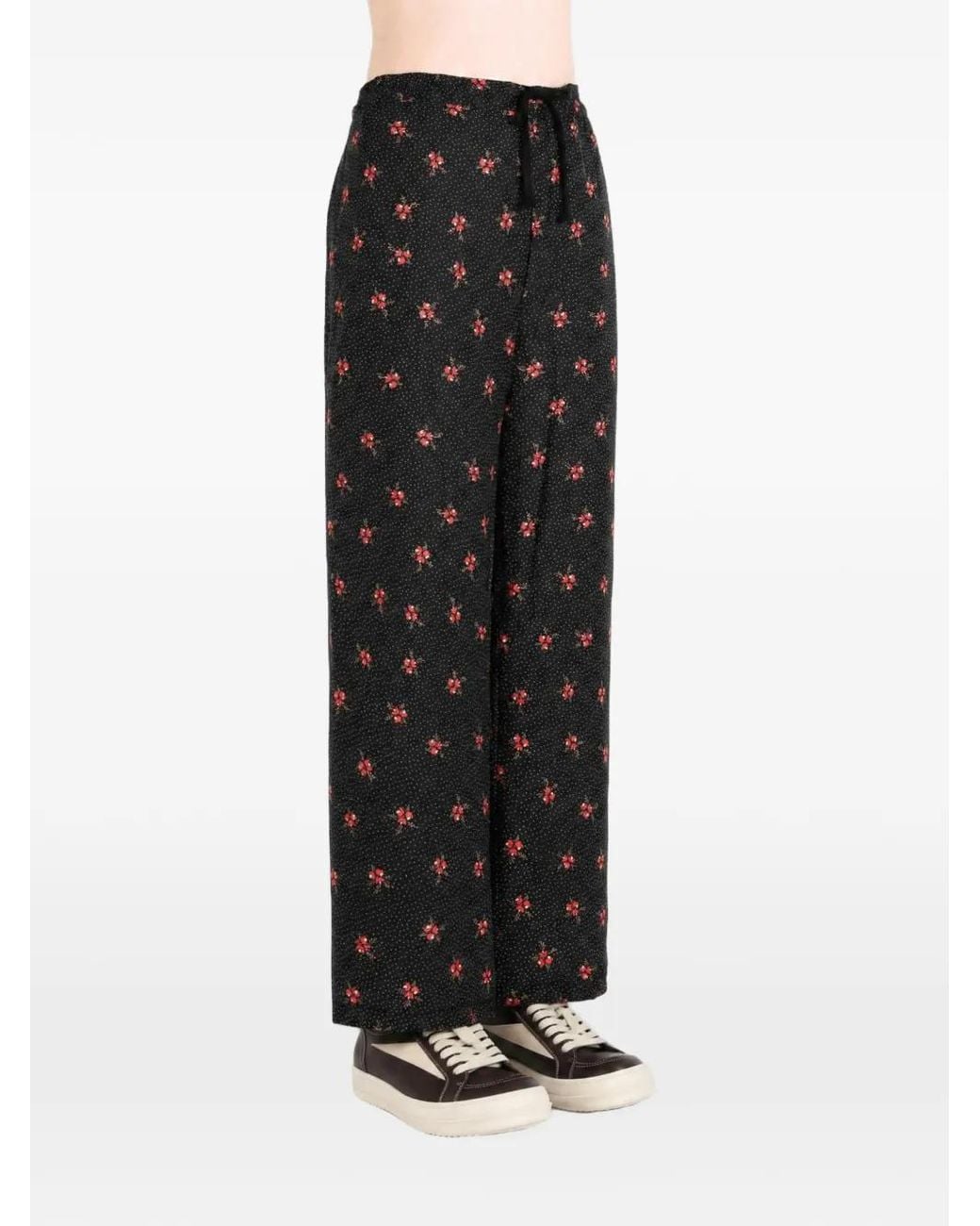 Comme des Garçons Gray Floral-Print Drawstring Trousers