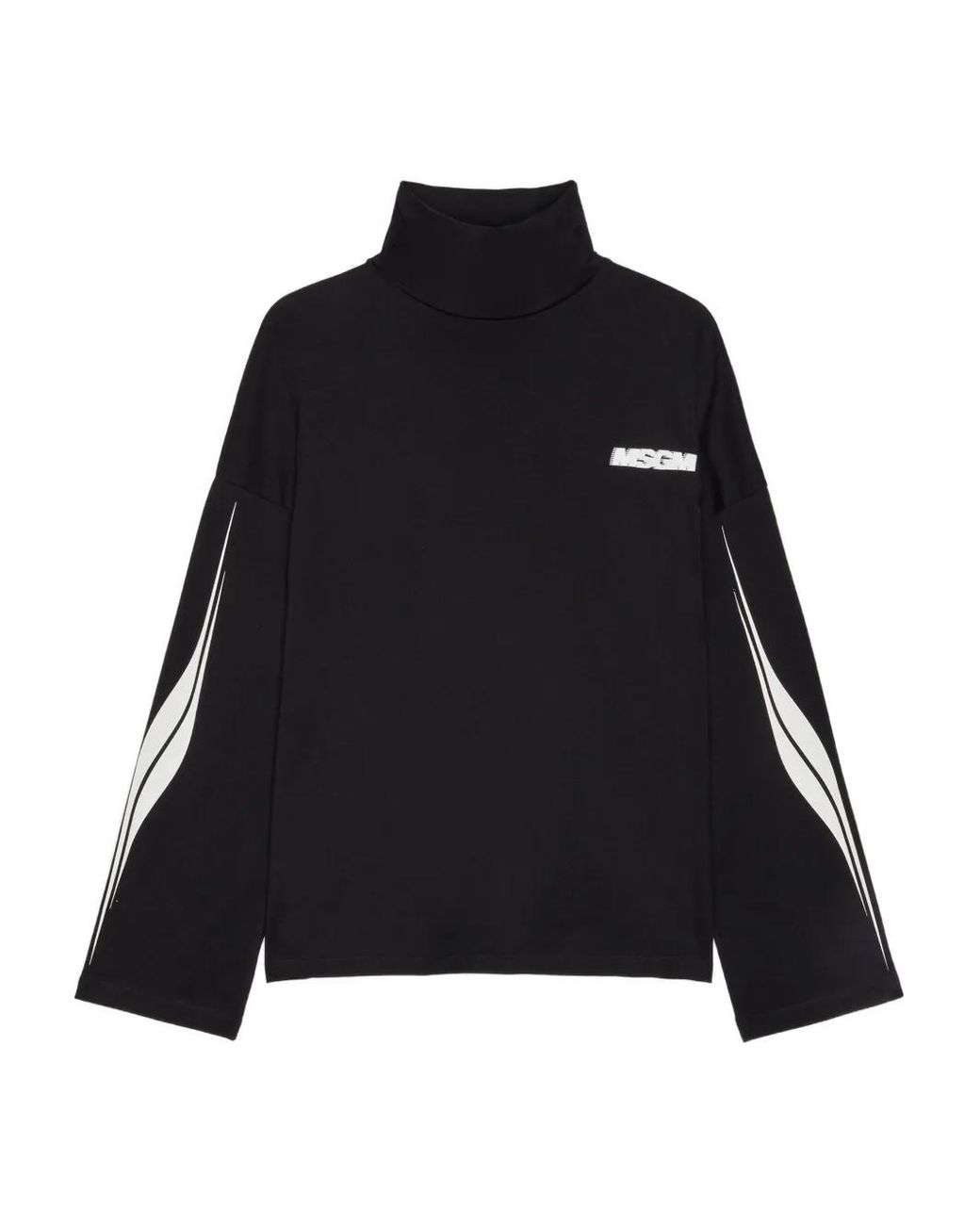 MSGM Black Logo-Print Turtleneck T-Shirt