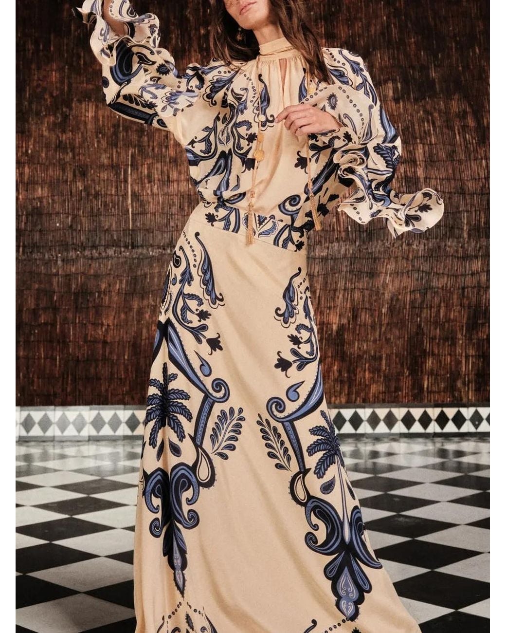Johanna Ortiz Natural Everywhere Paisley Maxi Skirt