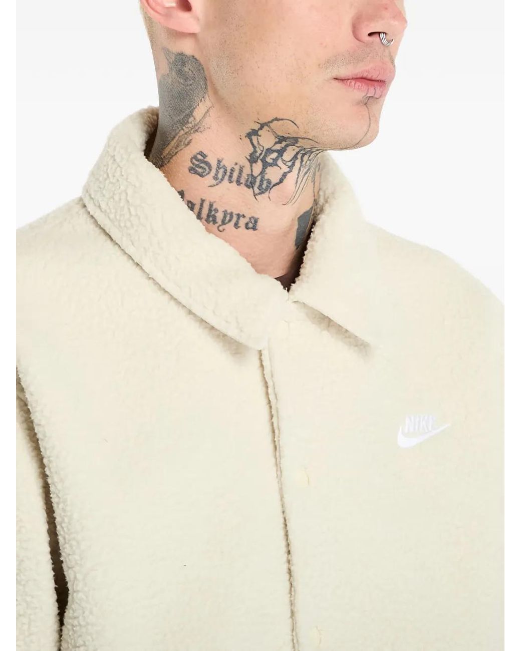 Nike White Fleece Coach Jacket for men