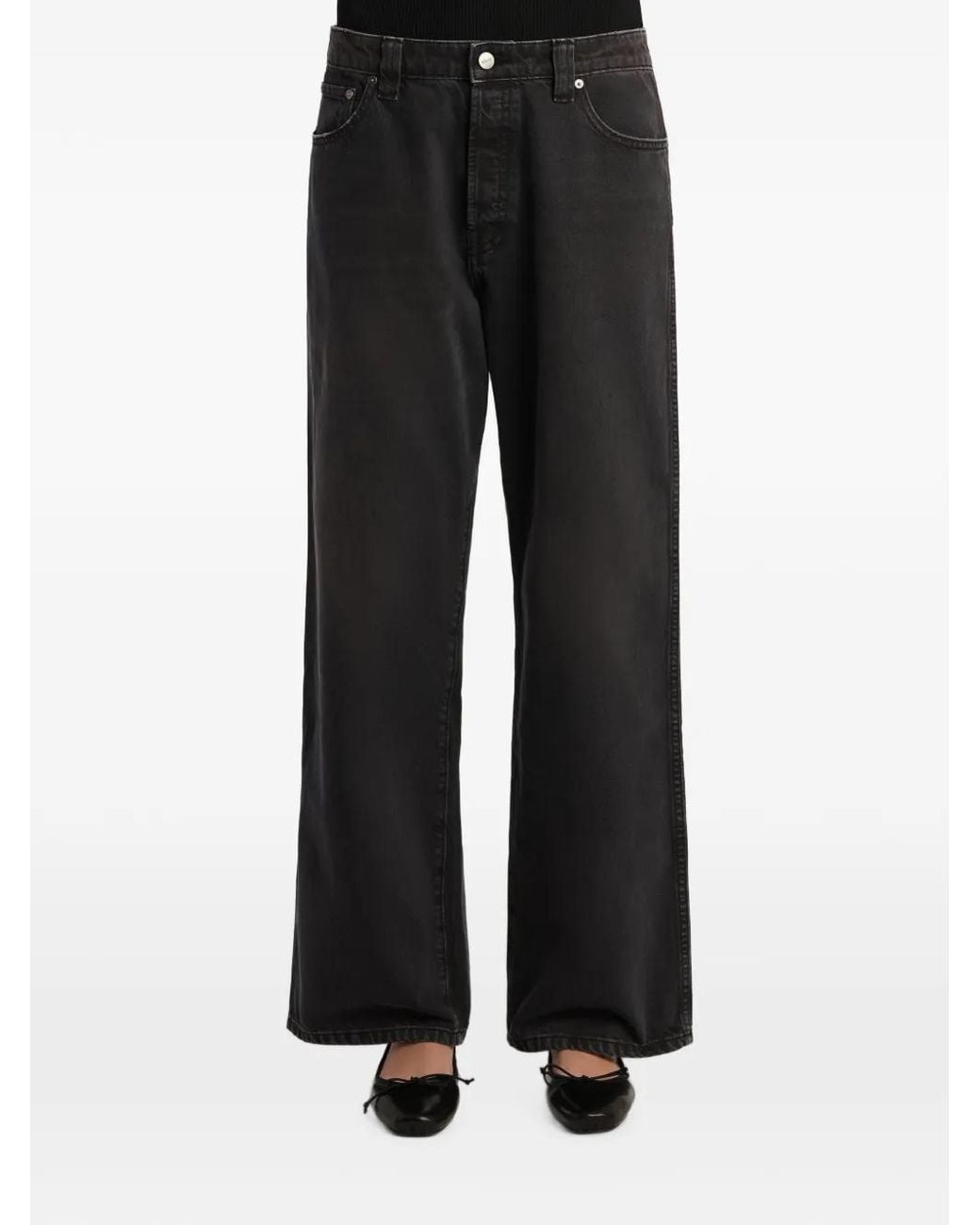 Khaite Gray Wide-Leg Jeans
